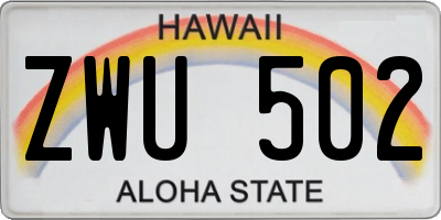 HI license plate ZWU502
