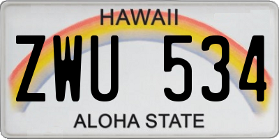 HI license plate ZWU534