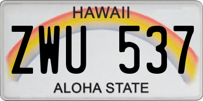 HI license plate ZWU537