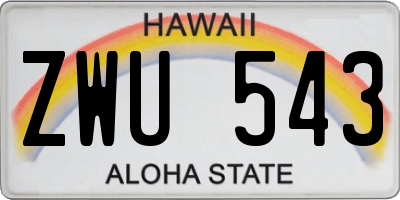 HI license plate ZWU543