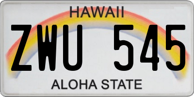 HI license plate ZWU545