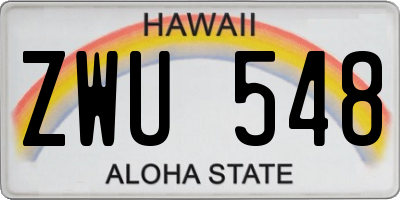 HI license plate ZWU548