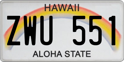 HI license plate ZWU551