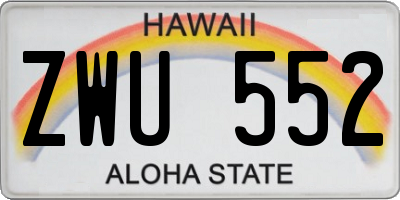HI license plate ZWU552