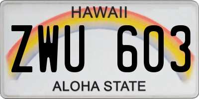 HI license plate ZWU603