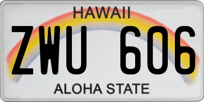 HI license plate ZWU606