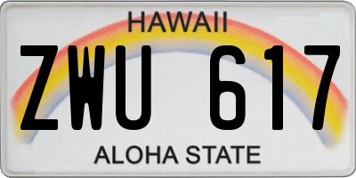 HI license plate ZWU617