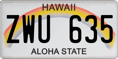 HI license plate ZWU635