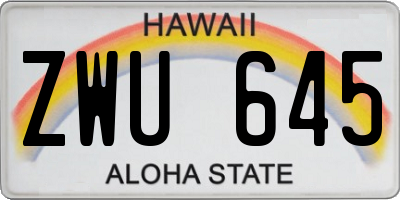HI license plate ZWU645
