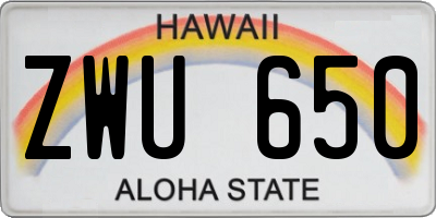 HI license plate ZWU650