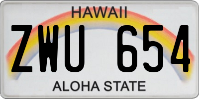 HI license plate ZWU654