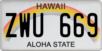 HI license plate ZWU669