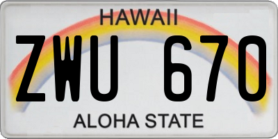 HI license plate ZWU670