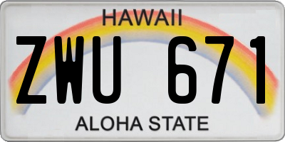 HI license plate ZWU671