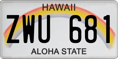 HI license plate ZWU681