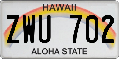 HI license plate ZWU702
