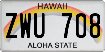 HI license plate ZWU708
