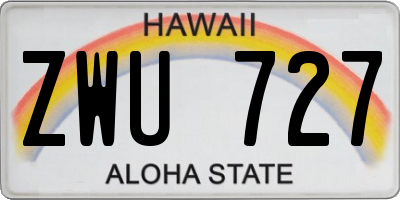 HI license plate ZWU727