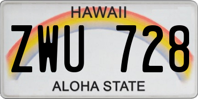 HI license plate ZWU728