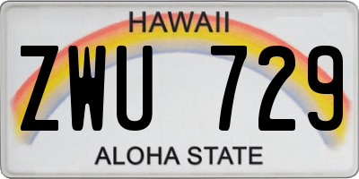 HI license plate ZWU729