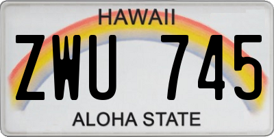 HI license plate ZWU745