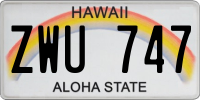 HI license plate ZWU747