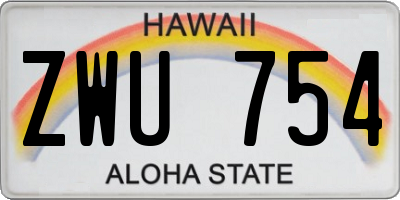 HI license plate ZWU754