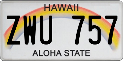 HI license plate ZWU757