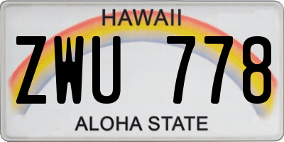 HI license plate ZWU778