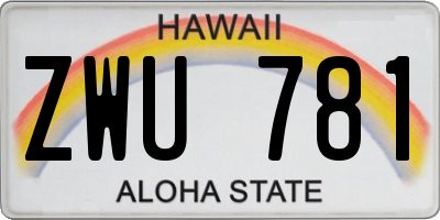 HI license plate ZWU781