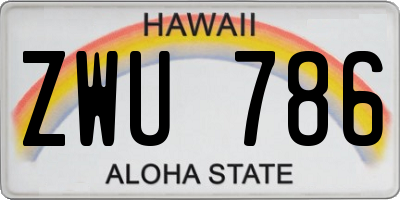 HI license plate ZWU786