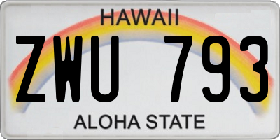 HI license plate ZWU793