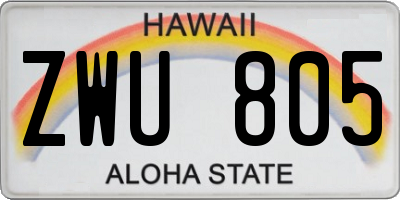HI license plate ZWU805