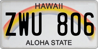 HI license plate ZWU806