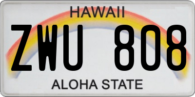 HI license plate ZWU808
