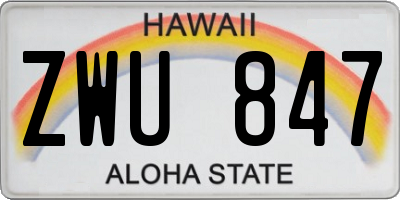 HI license plate ZWU847