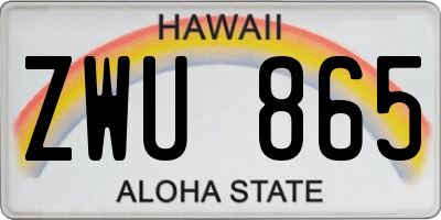 HI license plate ZWU865