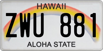 HI license plate ZWU881