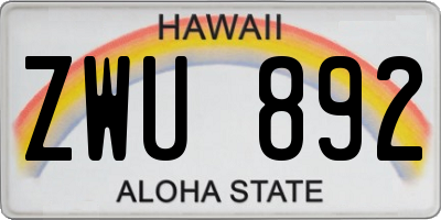 HI license plate ZWU892