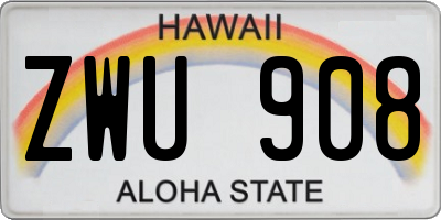 HI license plate ZWU908