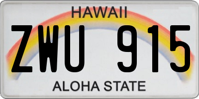 HI license plate ZWU915