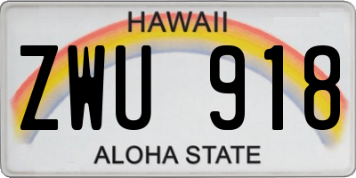 HI license plate ZWU918