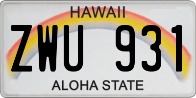 HI license plate ZWU931