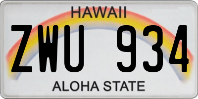 HI license plate ZWU934