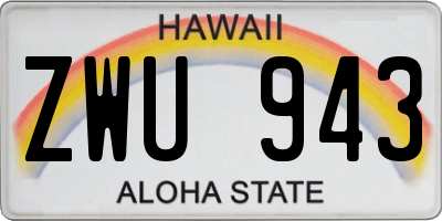 HI license plate ZWU943