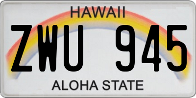 HI license plate ZWU945