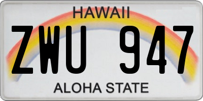HI license plate ZWU947