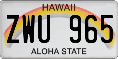 HI license plate ZWU965