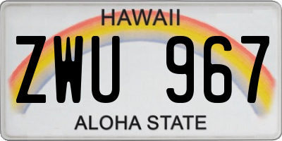 HI license plate ZWU967