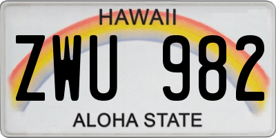 HI license plate ZWU982